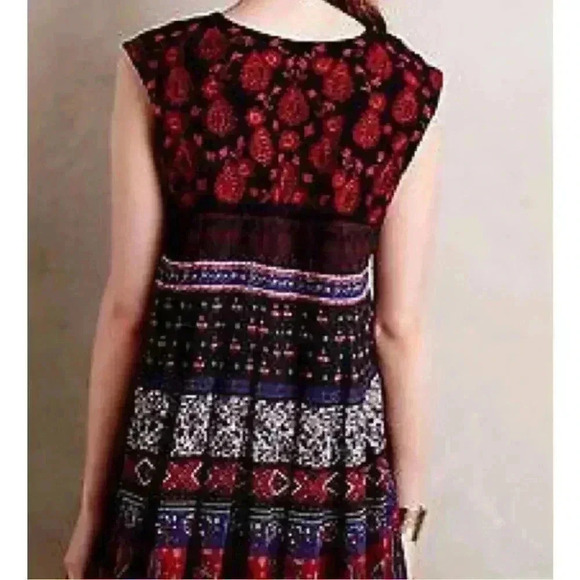 Antropologie Embroidered Mini Dress Sleeveless Boho Floral Patchwork Casual XS - Picture 3 of 8